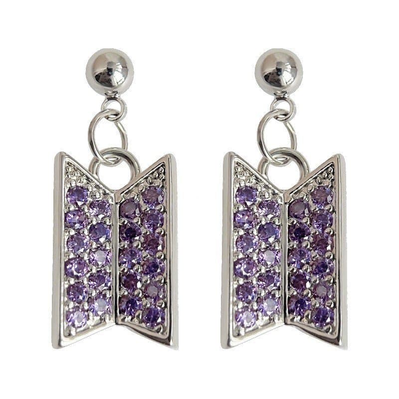 Brincos Roxos Da Moda Com Pingente De Liga De Zircão Em Tom De Cristal Presente Para Amantes De Música POP