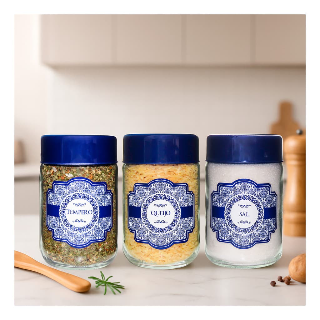 Kit C/ 3 Potes 600ml - Queijo / Sal / Tempero - Portuguesa