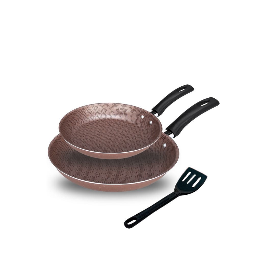 Conjunto Kit 2 Frigideiras Francesas Antiaderente Teflon + Espátula Nylon Grátis