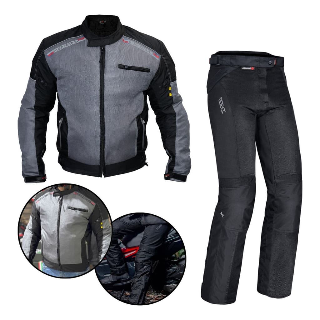 Conjunto Motociclista Jaqueta Gp Tech Summer Calça Versa Air Verao Ventilada Masc ou Fem