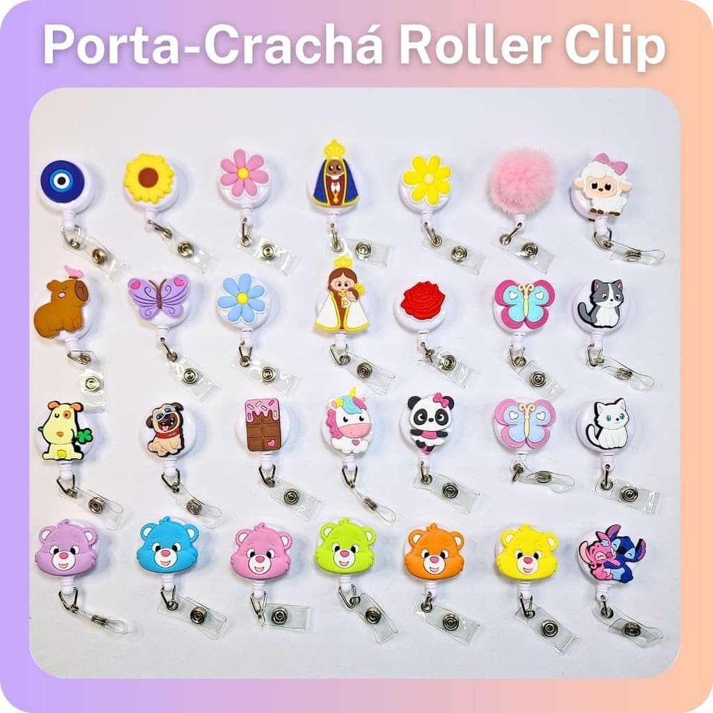 Porta-Crachá Retrátil Roller Clip Divertido