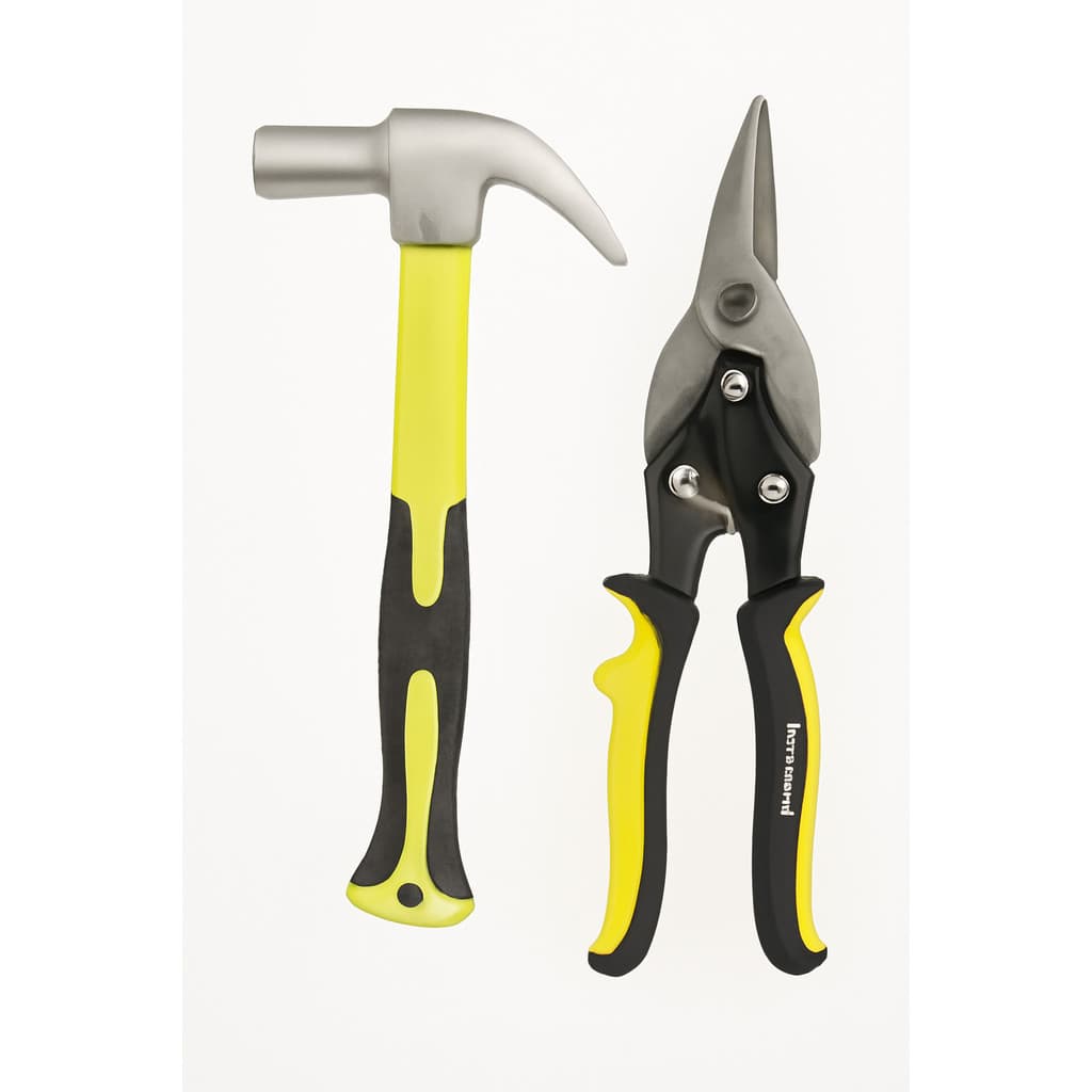 Kit Profissional - Martelo Grande 25 mm, Tesoura de Aviação 8” e Alicate de Aço Carbono para Chapa - Universal