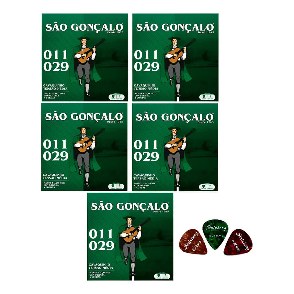 Kit 5 Encordoamento São Gonçalo Cavaco + Palheta