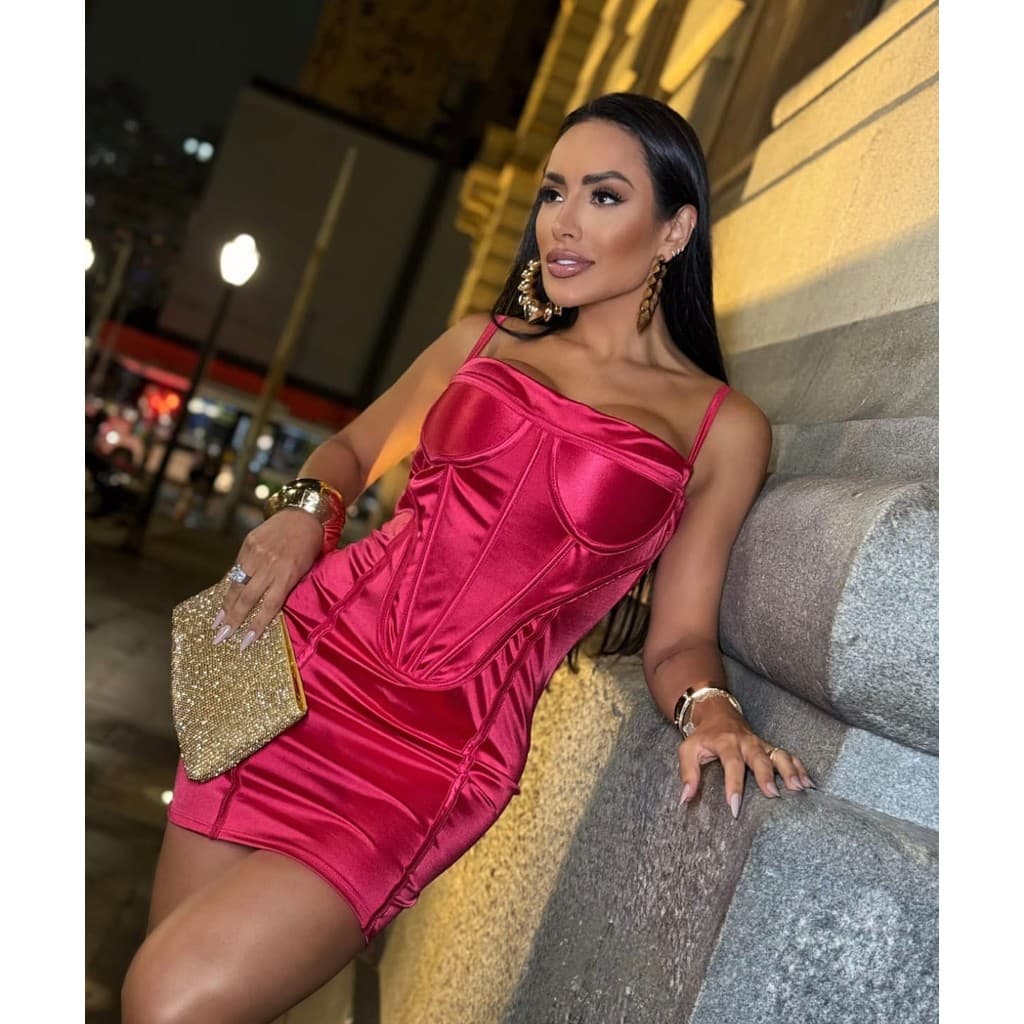 VESTIDO LIVIA 01 BARBATANA TECIDO MALHA ACETINADA Envio imediato- Promoçao