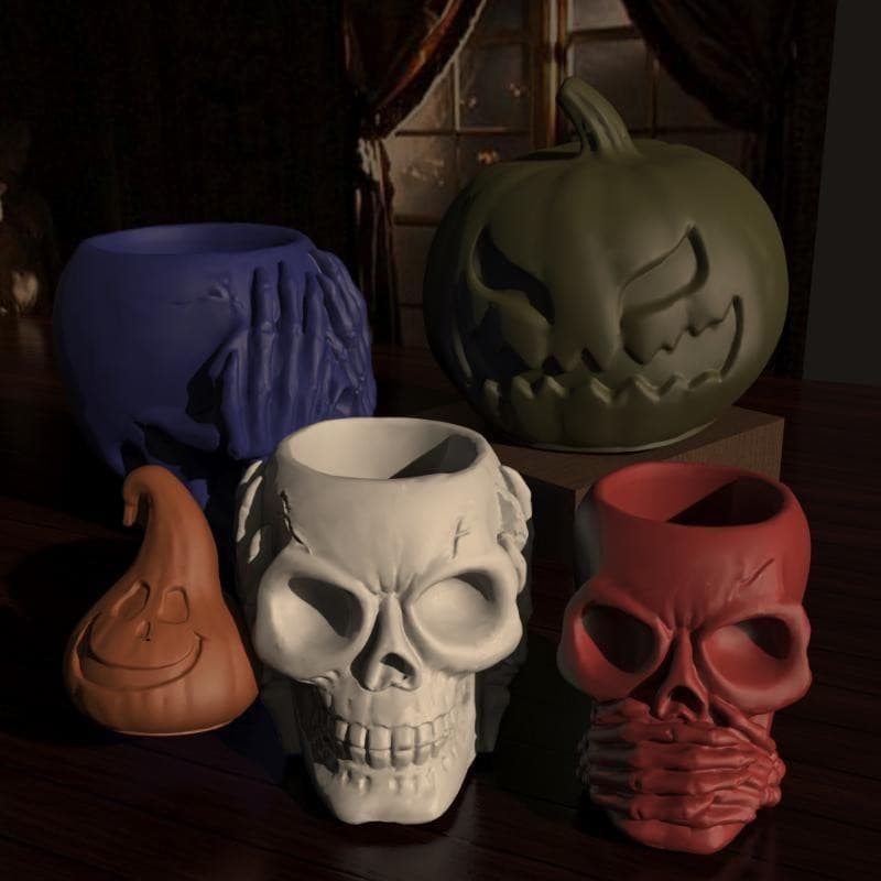 Diy Gota De Cristal Cola Vaso Gesso Halloween Crânio Molde De Silicone Tridimensional Abóbora Decoração