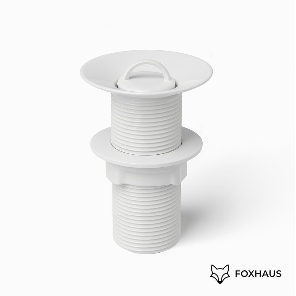 Válvula Branca V8 7/8 com Tampa para Lavatório Pia Cozinha Cuba Lavabo Tanque Branco
