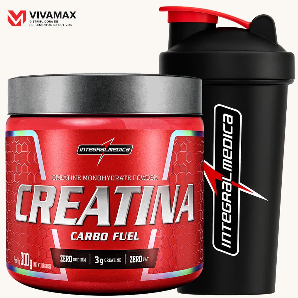 Kit IM Creatina Carbo Fuel Neutro 300G + Coqueteleira Preta 600ML