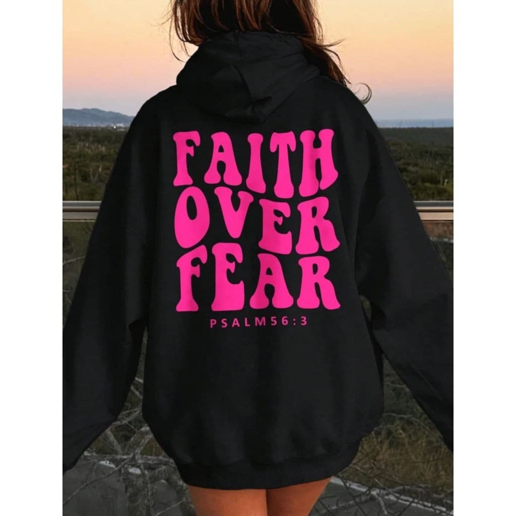 Moletom Canguru Faith Over Fear Com Capuz E Bolso Casaco Feminino Masculino Flanelado Unissex