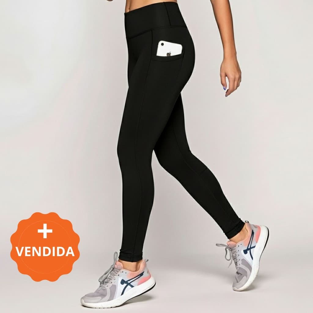 Calça Legging Feminina Fitness Com Bolsos Laterais Zero Transparência Academia E Corrida