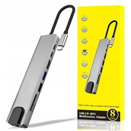 Hub Adaptador 8 em 1 Tipo C USB 3.0