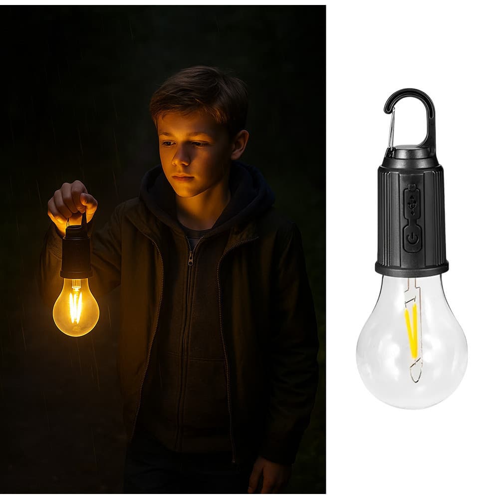 Lâmpada De Emergência LED Portatil Recarregável Lanterna Para Barraca De Acampamento e Pesca