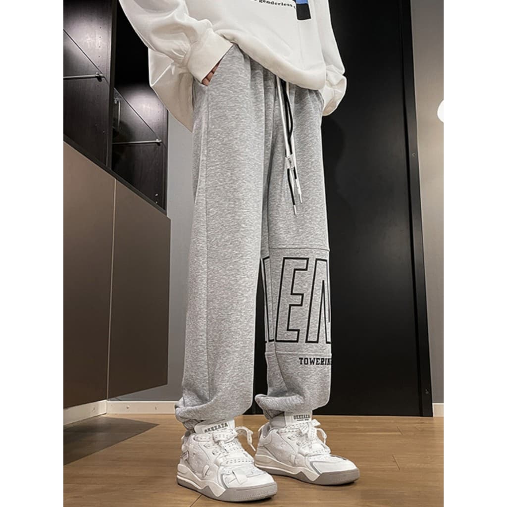 Calça de moletom masculina primavera outono novo estilo calças compridas mais gordura Extra grande solto Tie-up calças m