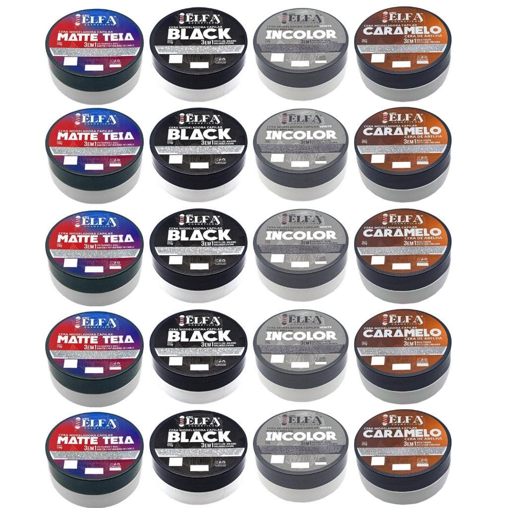 20 Ceras Modeladoras Capilar  Caramelito e Matte teia - 120g Elfa 4men