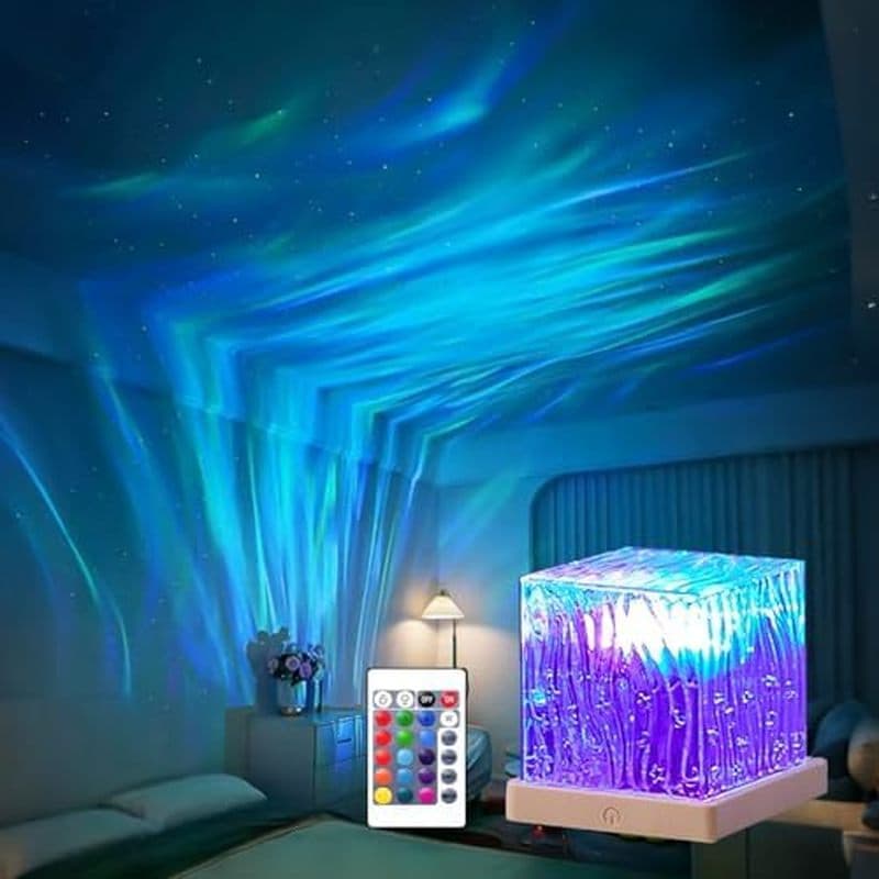 Luz Do Projetor Ocean Wave , Lâmpada De Chuveiro LED De 16 Cores Com Controle Remoto , Projeção De Ondulação De Água 3D
