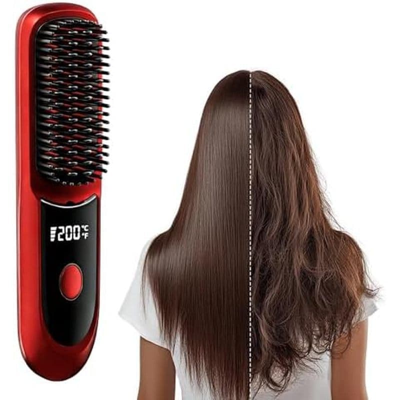 Escova Alisadora De Cabelo Sem Fio 2026 , Pente Alisador Portátil Iônico Negativo De 200 Milhões Para Mulheres , Com Dis