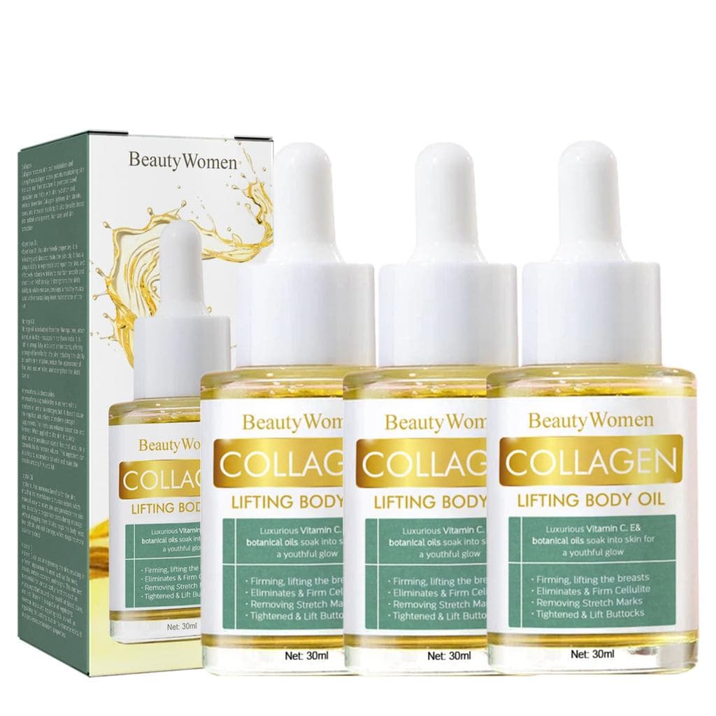 3PC Óleo Corporal Lifting de Colágeno para Mulheres, Óleo Corporal Lifting de Colágeno para Beleza Feminina, Sérum Anti-