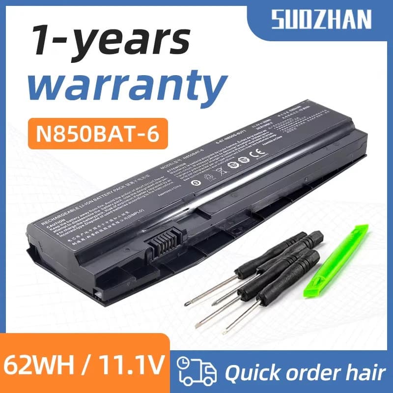 SUOZHAN 62Wh N850BAT-6 6-87-N850S-6U71 Bateria Para Laptop Clevo N850 N870 N855 N857 N871 N875EP6 Sager NP7850 NP7870