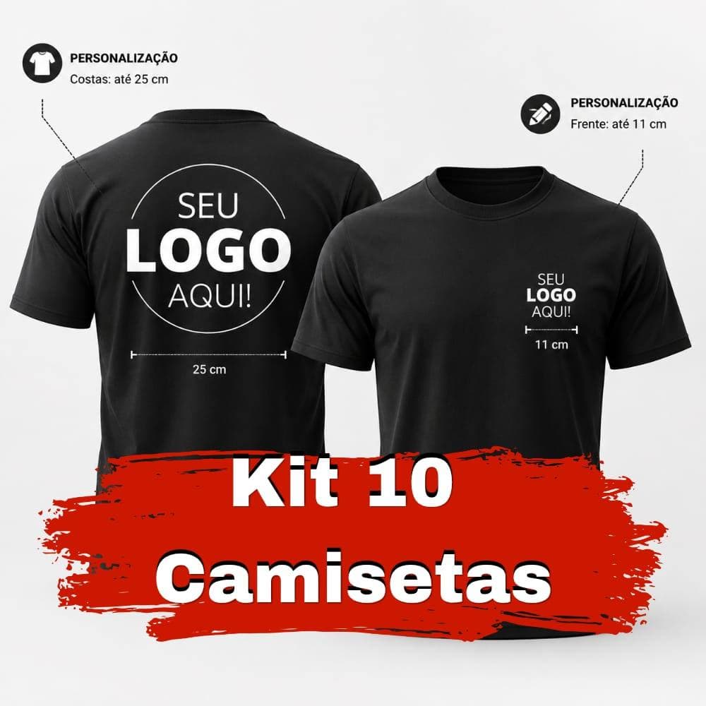 KIT 10 Camisetas Personalizadas no Peito e Costas com Sua Logo Ou Estampa Preferida 100% Algodão