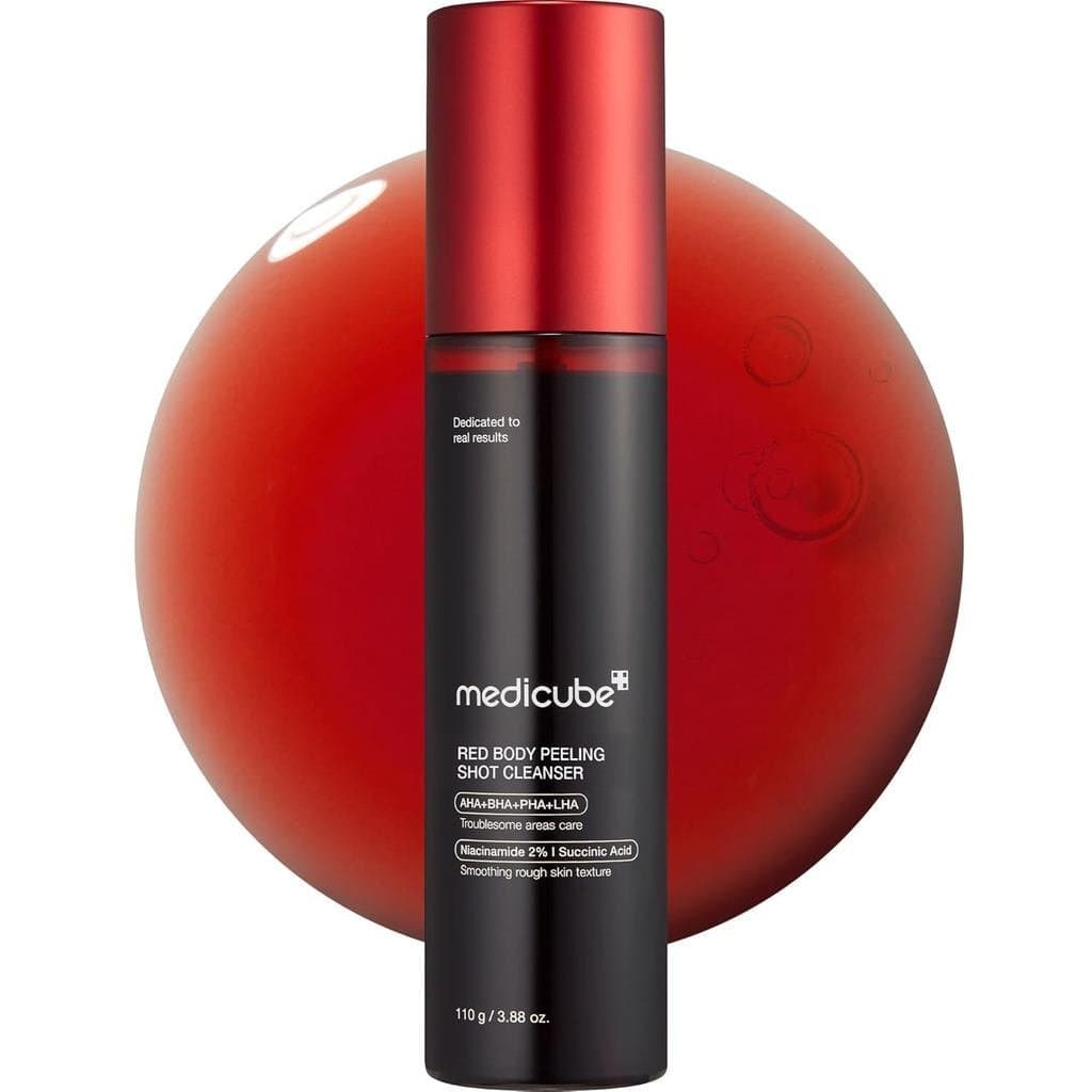 Medicube Red Body Peeling Shot, Spray Esfoliante Corporal com AHA + BHA para uma Pele Lisa Pronta para o Verão, Trata Pe
