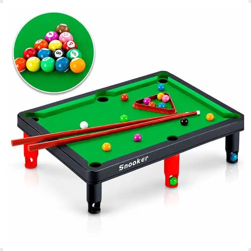 Mini Mesa De Sinuca Bilhar Portátil Infantil Snooker Verde Com Taco Jogo Diversão Em Família