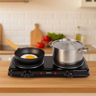 Fogão Elétrico 2 Bocas Mini Grill com Chapa Aquecimento e Uso em Camping