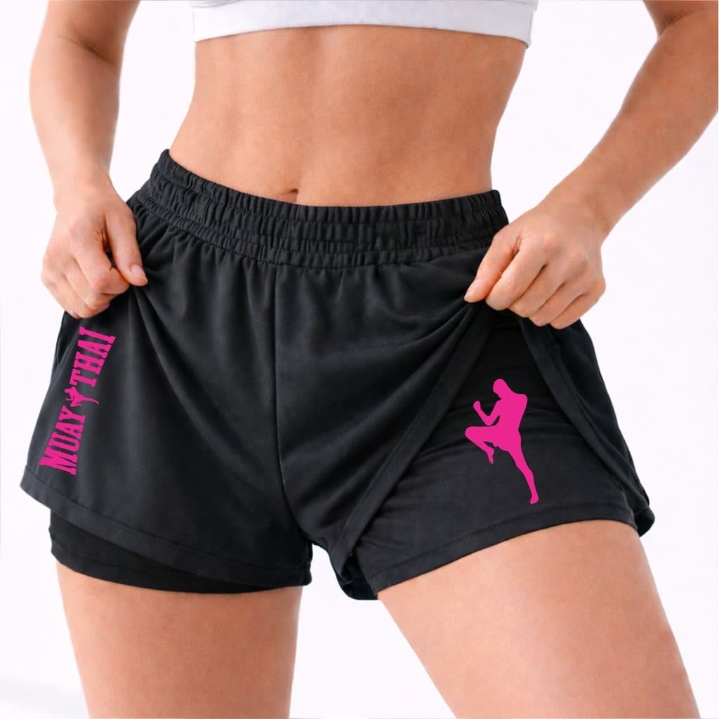 Short Compressão Feminino MUAY THAI 02 Corrida Treino Academia Esportes Conforto Fitness