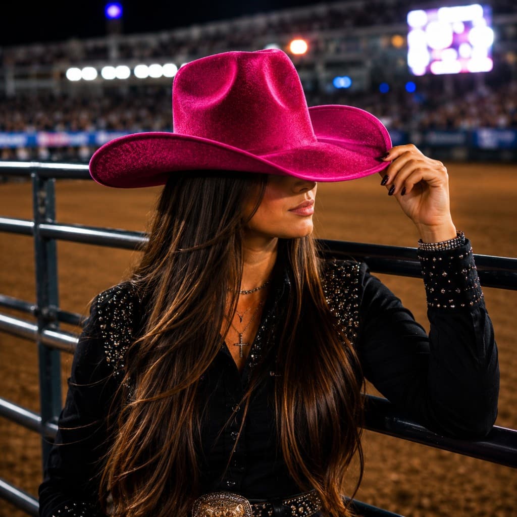 Chapéu Cowboy Feminino de EVA Revestido em Camurça Estilo Country