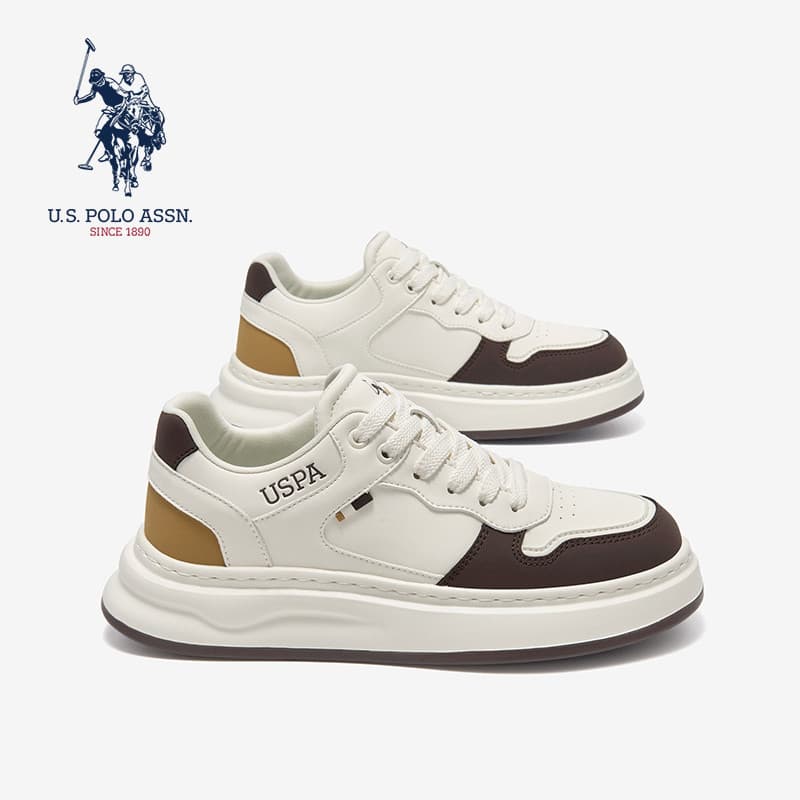 USPA oficial genuíno tênis masculino outono 2025 novo estilo de couro genuíno Casual esportes sapatos brancos sapatos da