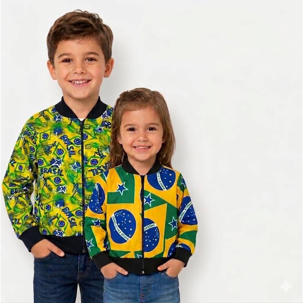 Jaqueta Brasil Infantil Roupa Copa Blusa Frio Verde Amarelo