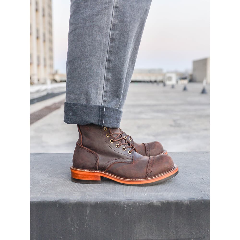 Ami cáqui americano Retro Martin botas masculinas dedo do pé redondo botas gerais de alta qualidade sapatos de couro cas