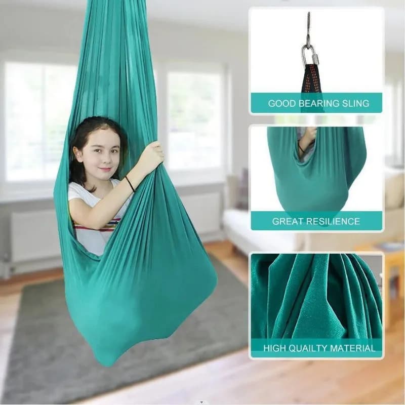 Balanço Sensorial para Crianças 150X280CM, Rede Suspensa para Casa, Ferramenta Ajustável para Yoga e Fitness com Correia