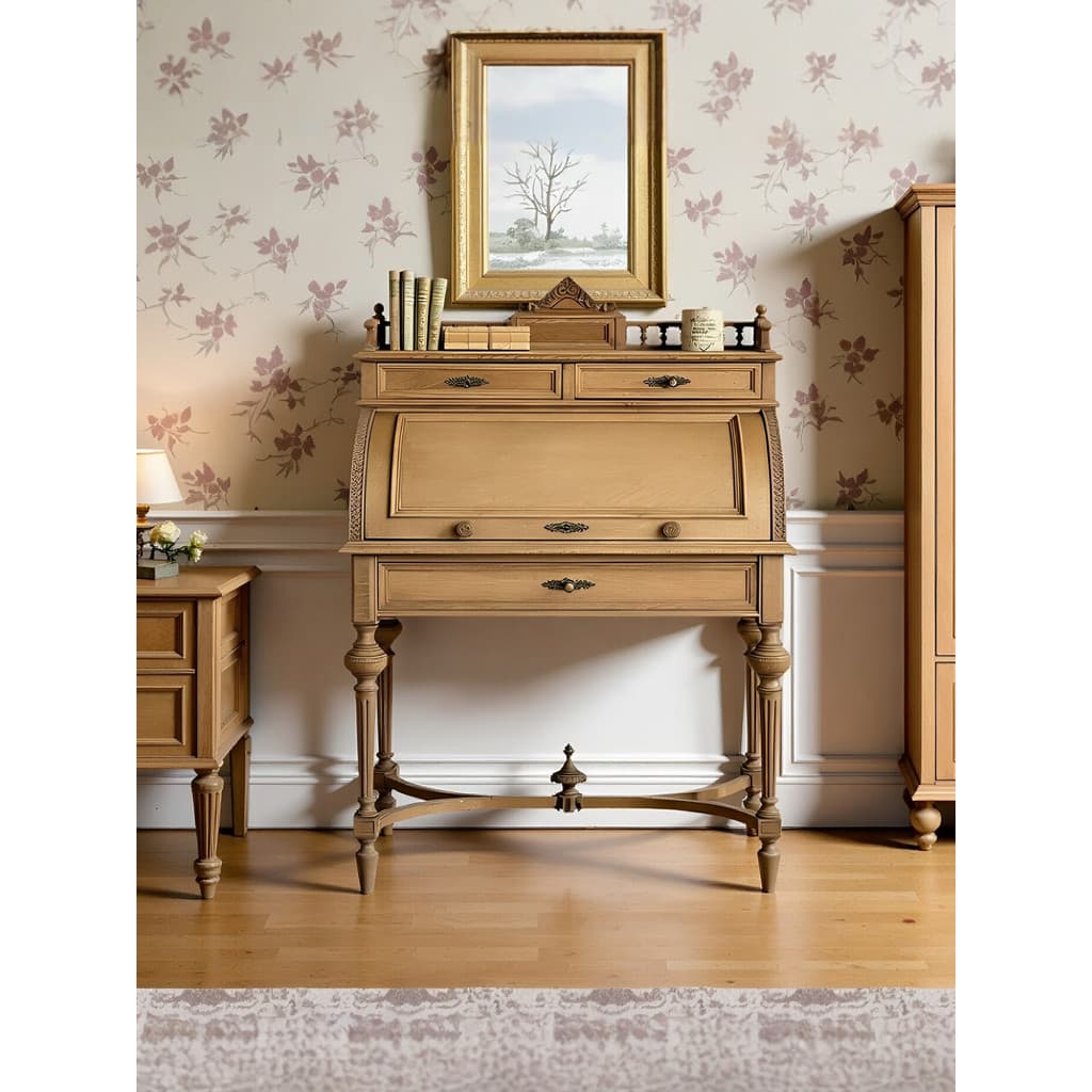 Francês Retro madeira maciça vestir Taichung antigo esculpido Flip gaveta armário luz americana luxo quarto Piano pentea