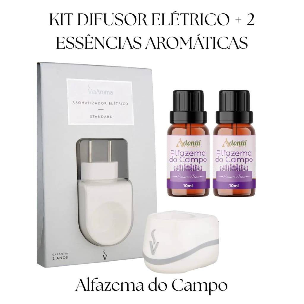 Kit Difusor + 2 Essência Aromática Alfazema do Campo 10ml Adonai Aromas