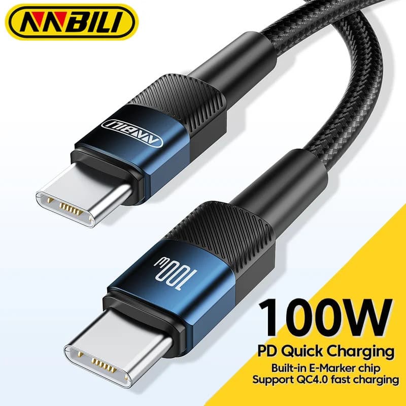 Cabo USB Tipo C para USB C NNBILI 100W PD 3.0 Carregamento Rápido 4.0 Cabo Tipo C para Tipo C para Macbook Xiaom