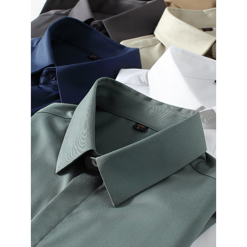 Produtos afiados!Slim-fit Drapey Smooth Dark Carcela Camisa Interior Alta Fixada Luz Luxo Não-Ferro Masculino