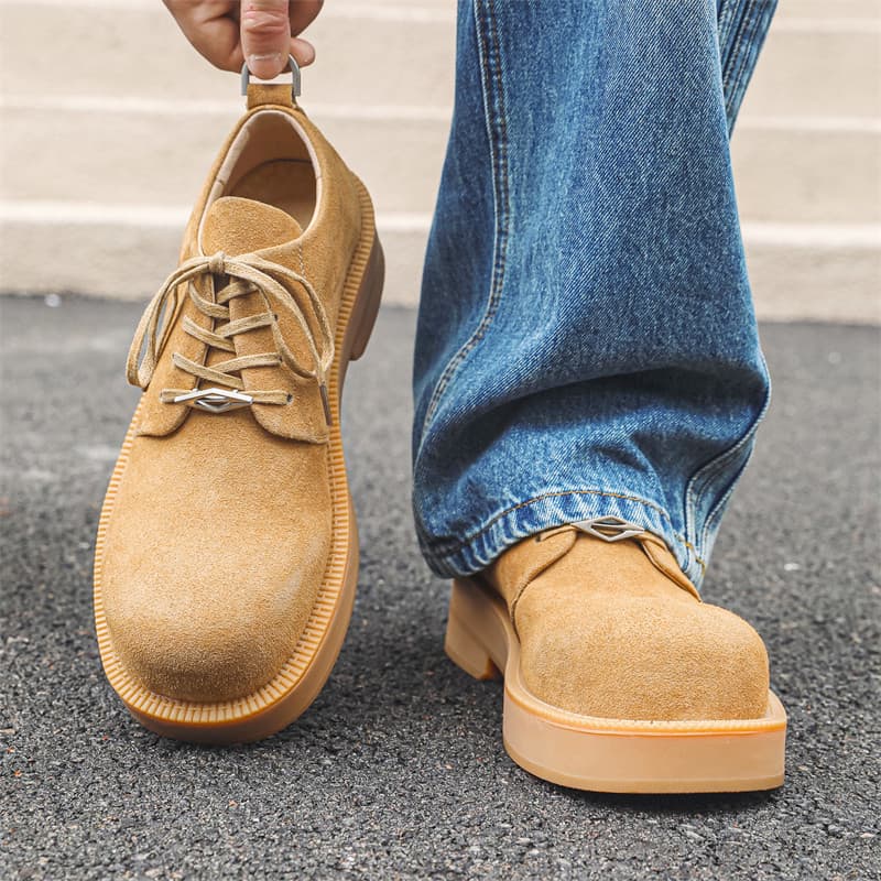 Macacão retrô primavera fino Martin sapatos masculinos de cano baixo Mickey sapatos de dedo grande sola grossa aumentada