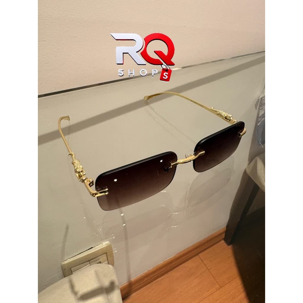 Óculos de Sol Unissex Armação de Metal com Design Leopardo Moderno Sofisticada Hip-Hop