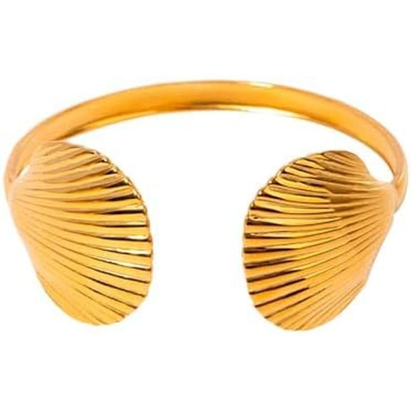 Pulseira Alilang Ouro 18K Elegante Estrela Do Mar Dourada E Concha Aberta Para Amantes Da Praia