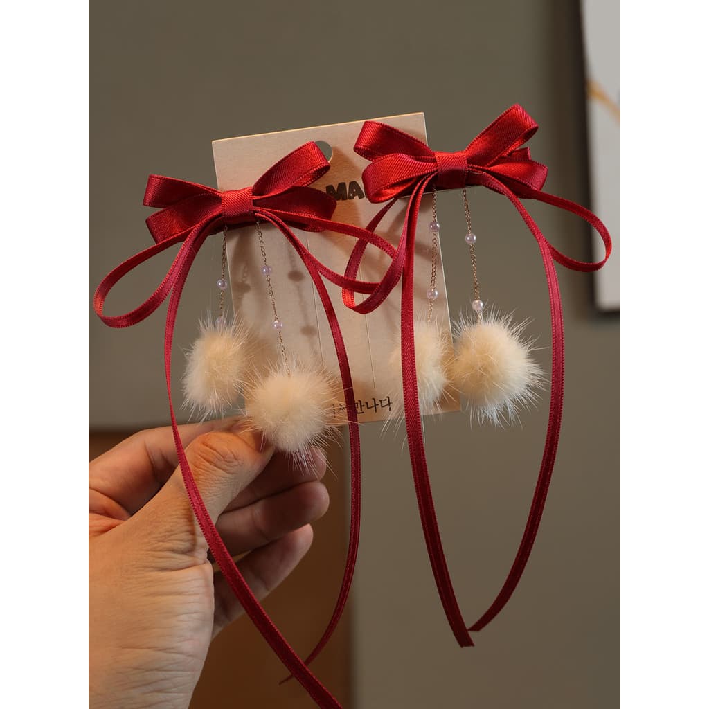 Crianças bola de cabelo borla arco vermelho hairpin meninas ano novo acessórios para o cabelo antigo Hanfu hairpin princ