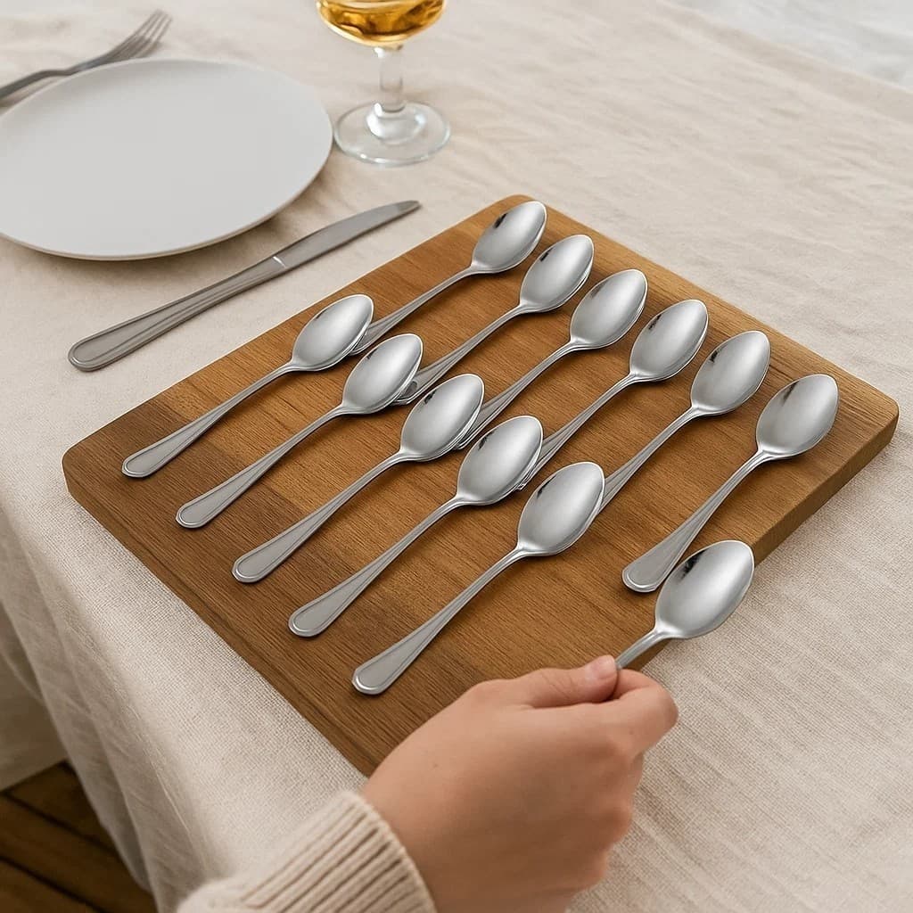 Kit 12 Colheres Sobremesa Aço Inox Resistente Fácil Limpeza Mesa Cozinha