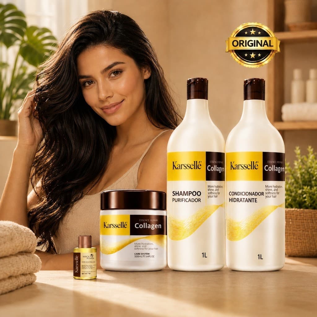 Kit Completo Karssellé – Shampoo + Condicionador 1L + Máscara 500ml + Óleo Mini 7ml