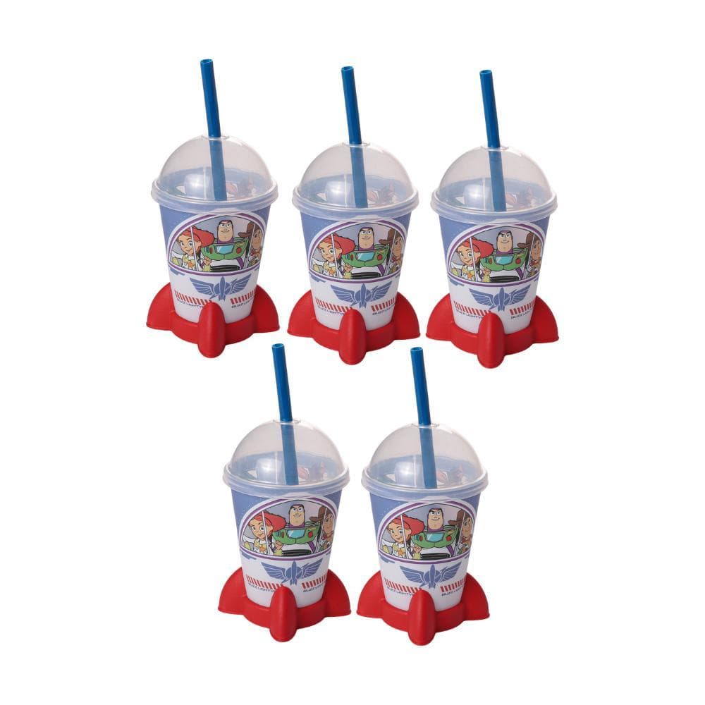Kit 5 Copos Toy Story Woody Buzz Jessie Foguete Lembrancinha Aniversário Festa Infantil Plasútil