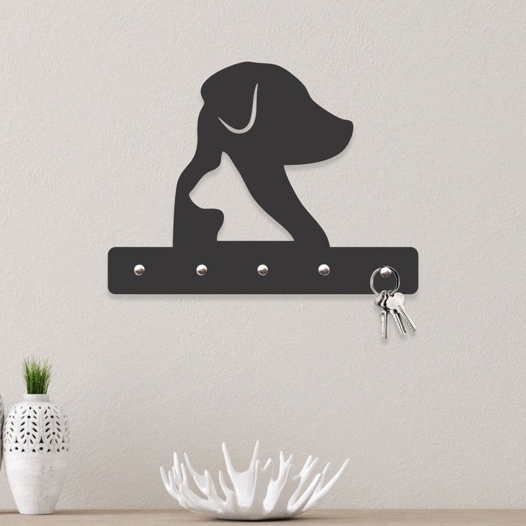 Porta Chaves Gato e Cachorro MDF Preto Fosco