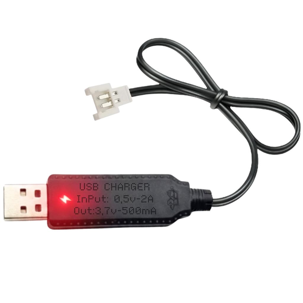 Carregador USB 1x1 mx2.0 Para Bateria 3.7V 500mA Conector Branco 2 Pinos