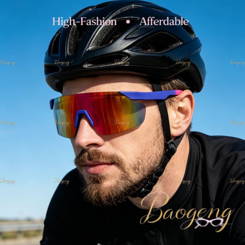 (BAOGENG) Caminhadas Sem Moldura Correndo Aero Ciclismo Estilo Esportivo Proteção UV Lente HD Óculos De Sol Unissex Nova