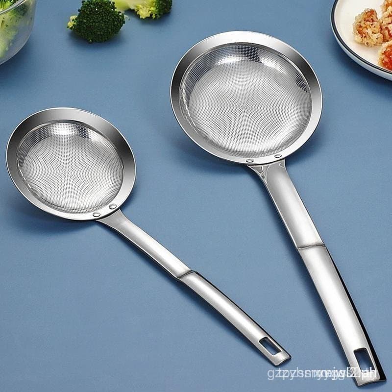 Filter Scoop Stainless Steel Fat Skimmer Spoon Fine Mesh Strainer Food Strainer With Handle Kitchen Oil Skimmer Strainer