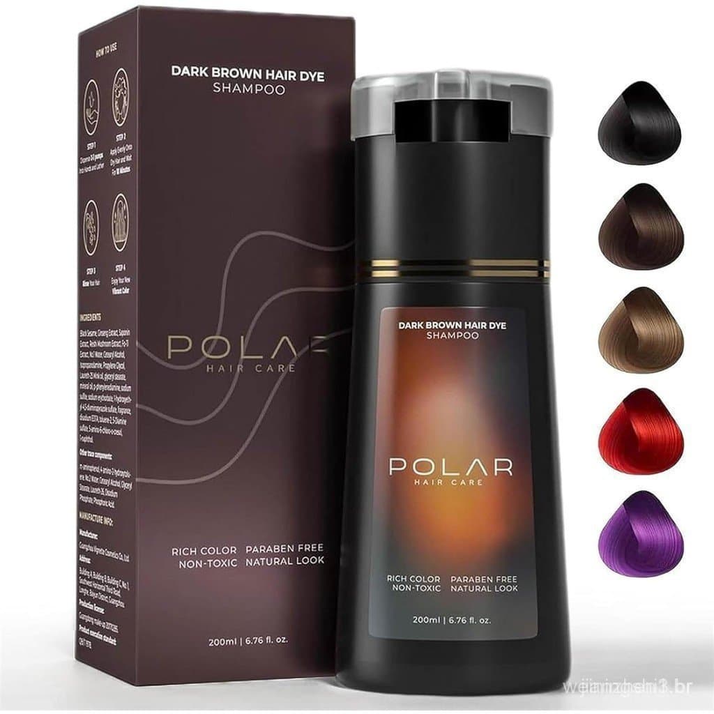 Shampoo colorante capilar Polar, shampoo instantâneo para coloração capilar Polar, shampoo natural para cobrir cabelos g