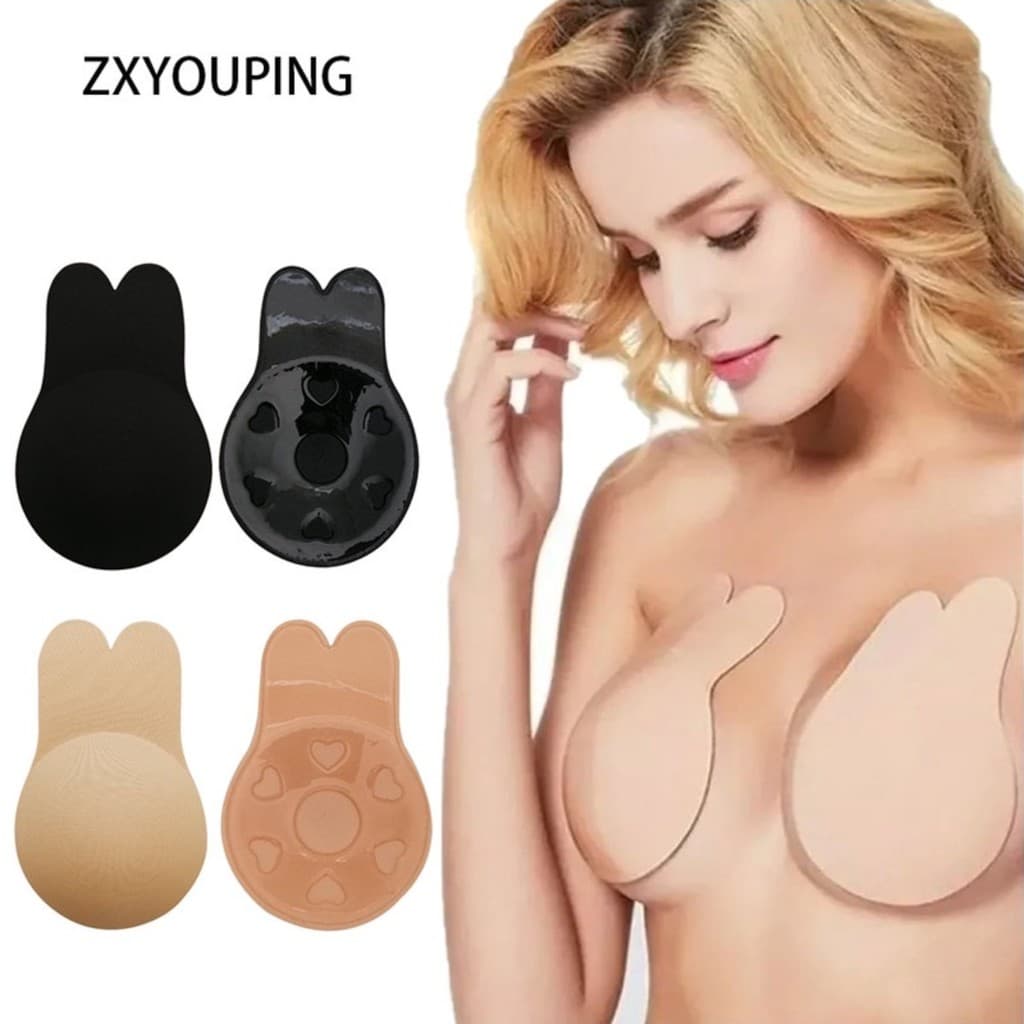 ZXYOUPING Sutiã Adesivo Mágico Com Efeito De Silicone Levanta Capa De Peito Reutilizável Orelha De Coelho Invisível