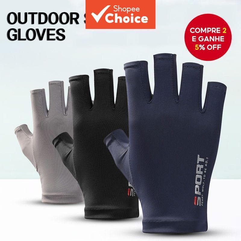 Luvas De Meio Dedo Proteção Solar Respirável Antiderrapante Para Ciclismo Ao Ar Livre , Pesca , Esportes