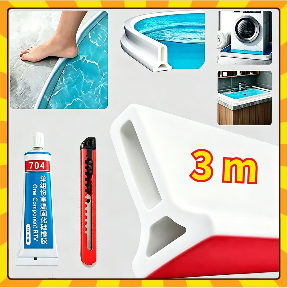 1.5M/2M/3M Peitoril Silicone Barreira Água Pia Cozinha + Cola Reforço